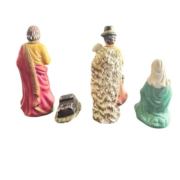 Vintage Set Of 4 Nativity Scene Set Holiday Christmas Baby Jesus Porcelain - Picture 5 of 5